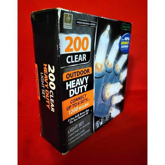 200 Clear Outdoor Heavy Duty Green Wire Ice Light Holiday Set - Picture 3 of 6